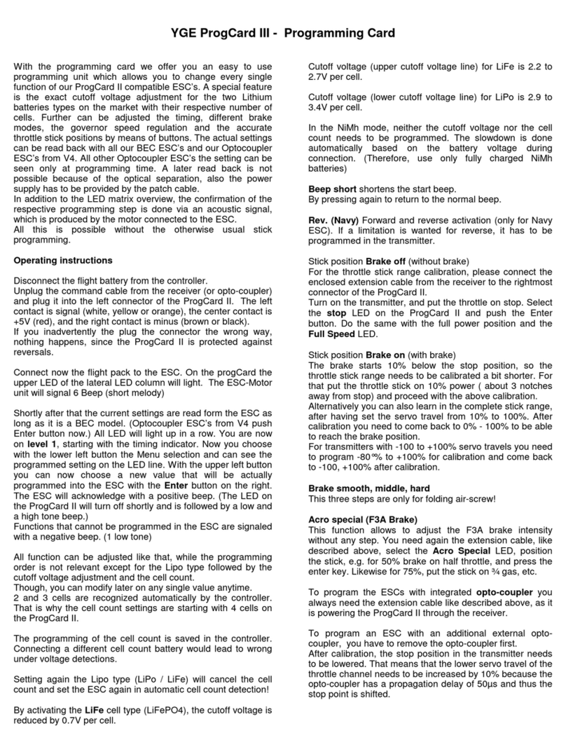 YGE ProgCard III User manual