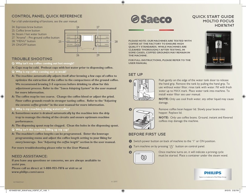 Saeco Moltio HD8767 User manual