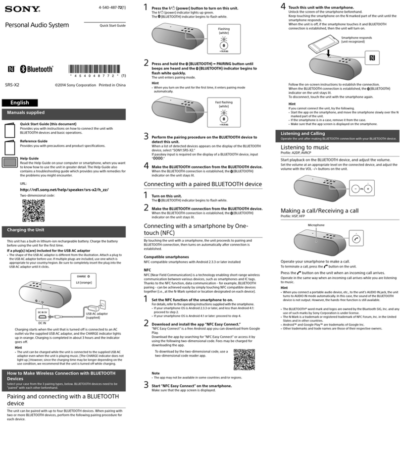 Sony SRS-X2 User manual