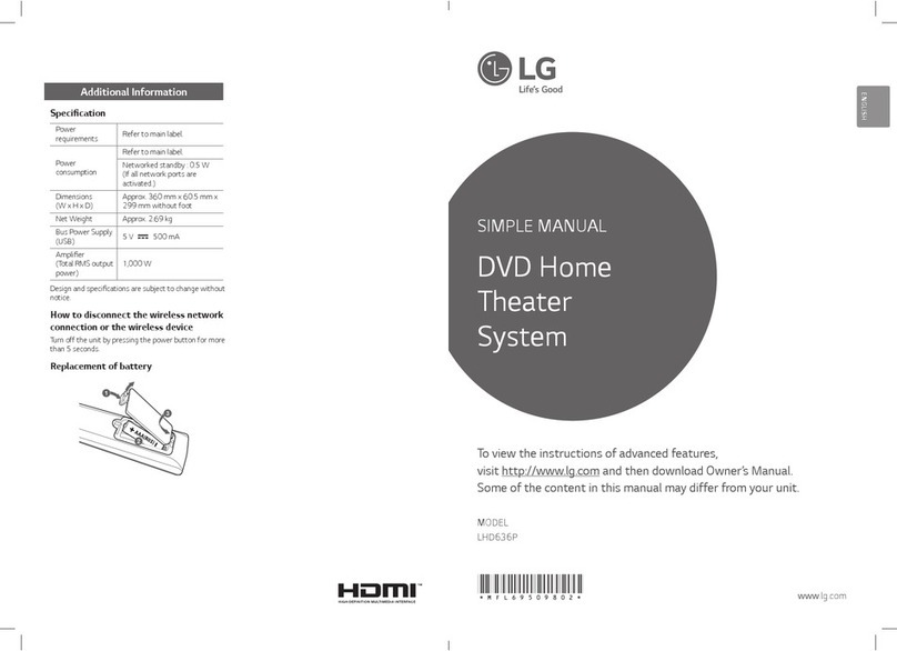 LG LHD636P Specification sheet