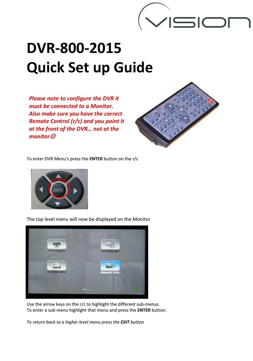 Vision DVR-800-2015 Quick setup guide