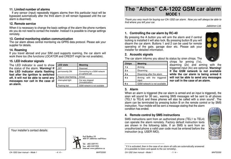 jablotron Athos CA-1202 user manual