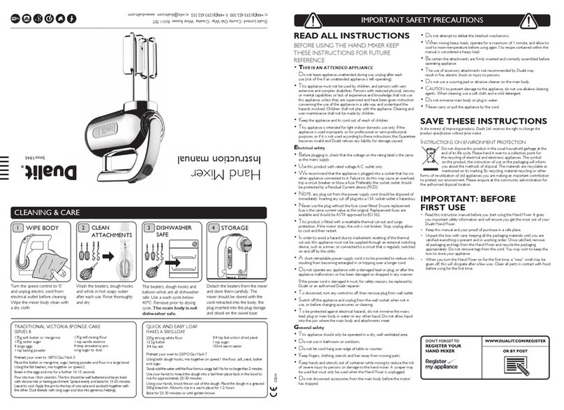 Dualit DHM3 instruction manual