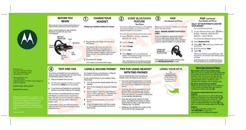 Motorola H710 - Headset - Over-the-ear User manual