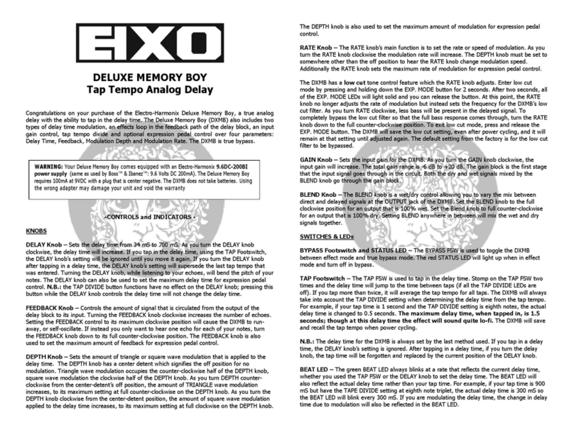 Electro-Harmonix Deluxe Memory Boy User manual