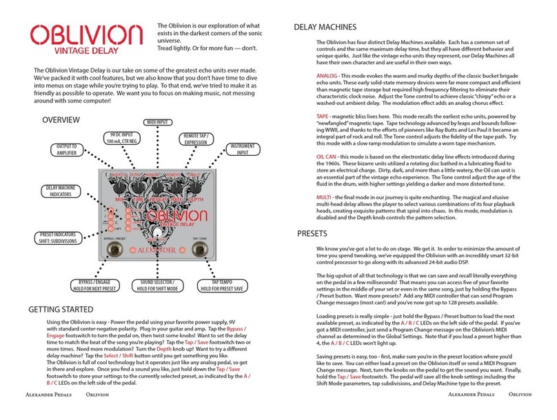 Alexander Oblivion Vintage Delay manual