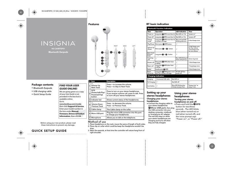 Insignia NS-CAHBTEP01 Quick setup guide