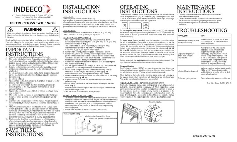 Indeeco WHI Series installation instructions