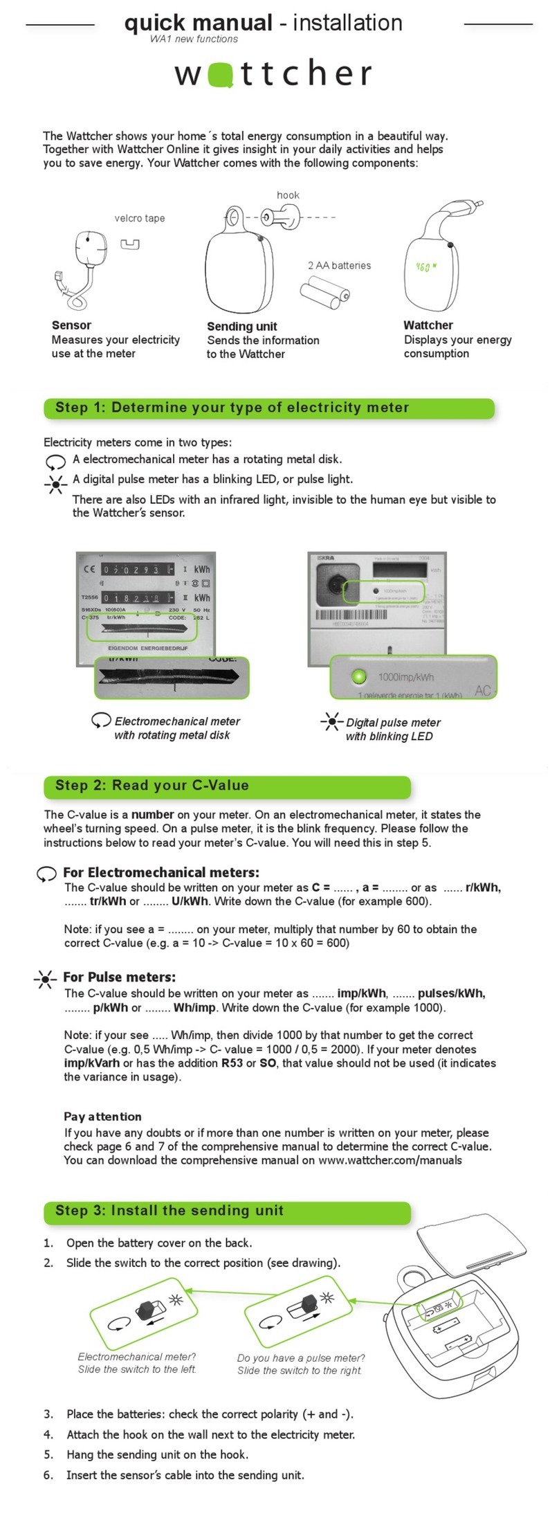 Wattcher WA1 Quick manual