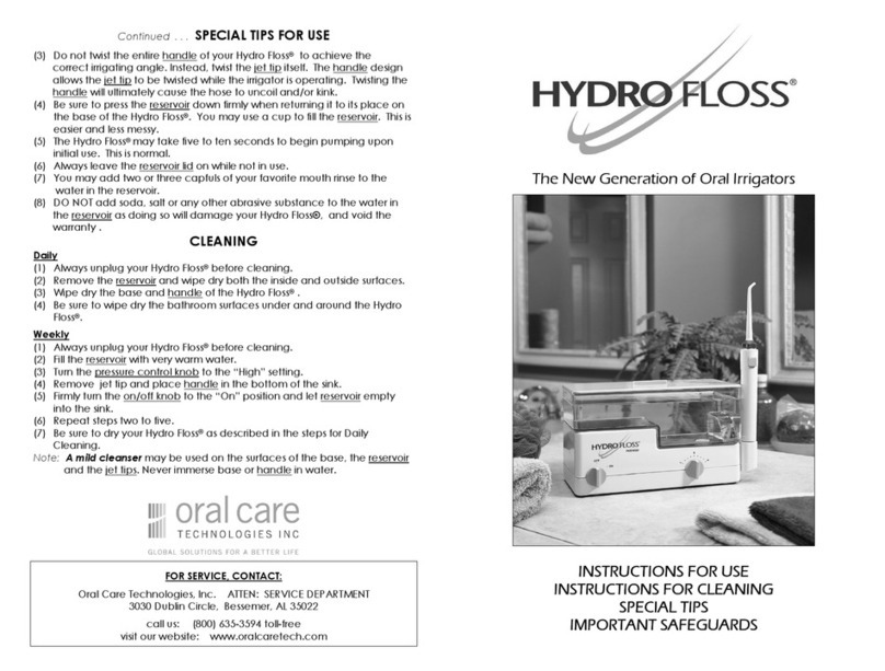 Oral Care Technologies Hydro Floss Instructions for use