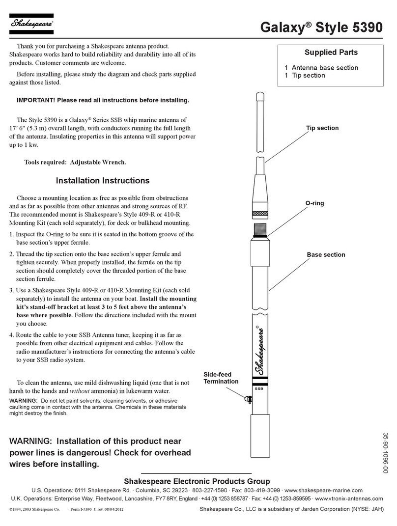 Shakespeare Electronic Galaxy Style 5390 installation instructions Shakespeare Electronic Galaxy Style 5390 installation instructions