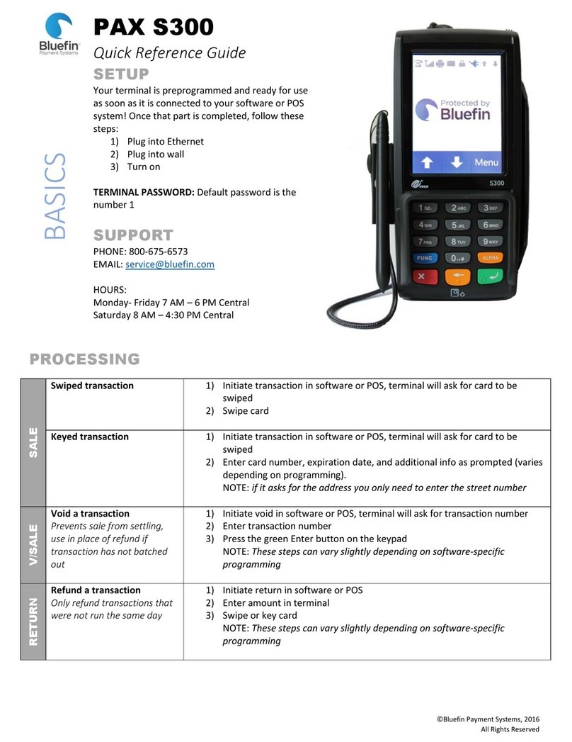 bluefin PAX S300 Quick reference guide