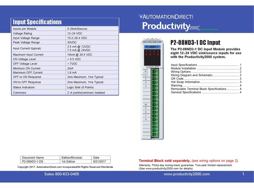 AutomationDirect Productivity2000 P2-08ND3-1 User manual