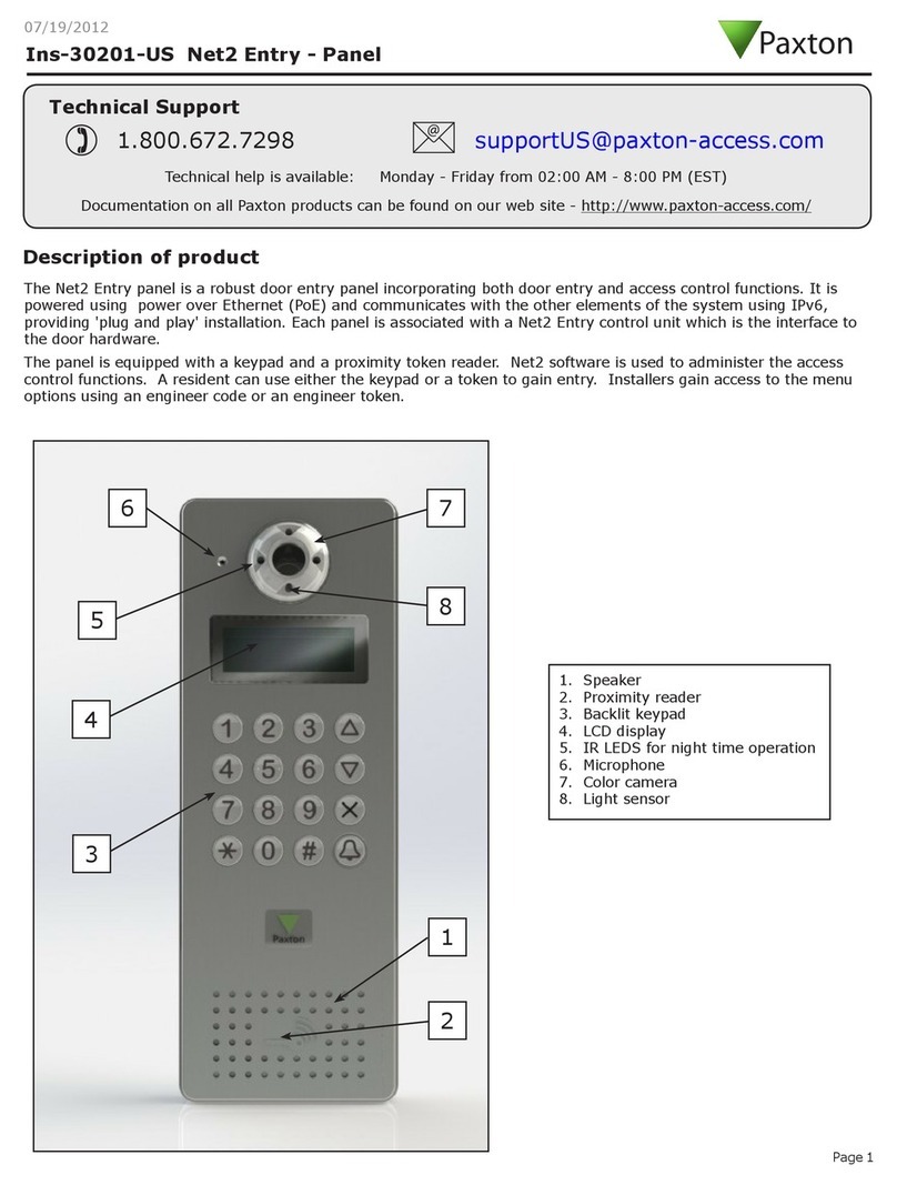 Paxton Net2 Entry User manual