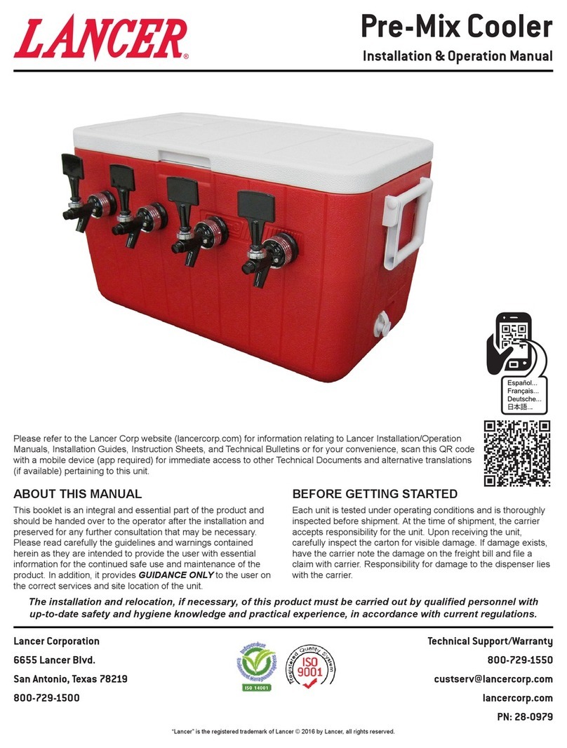lancer Pre-Mix Cooler Installation & operation manual