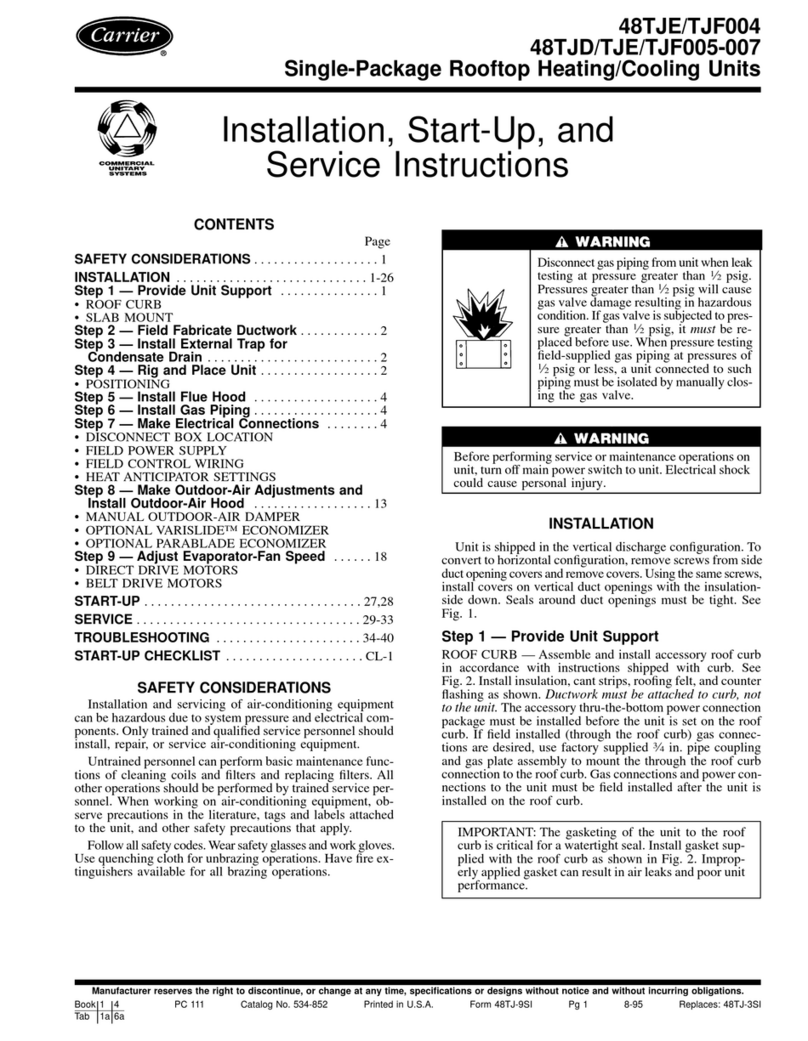 Carrier 48TJE Series Dimensions and installation guide