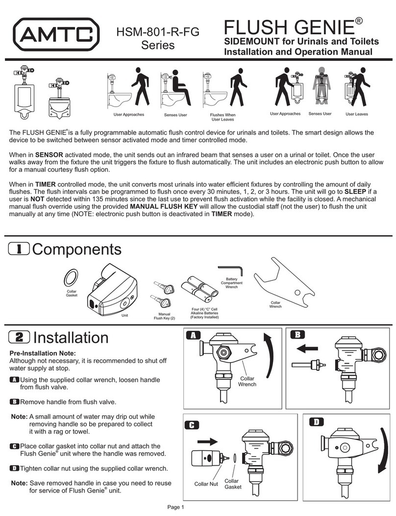 AMTC FLUSH GENIE HSM-801-R-FG Series Installation and operation manual