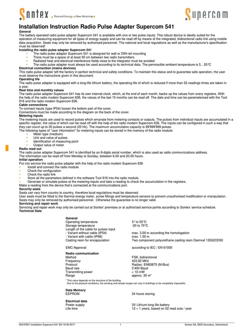 Sontex Supercom 541 Installation instruction