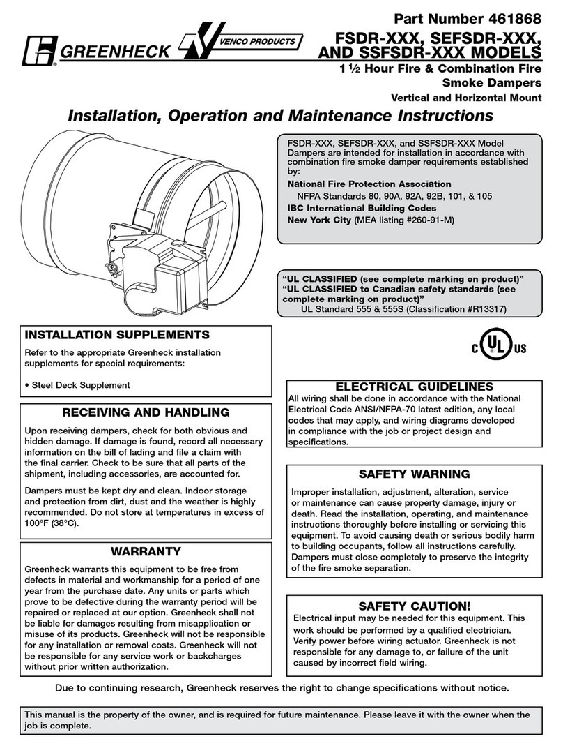 Greenheck FSDR Series Installation and operating instructions