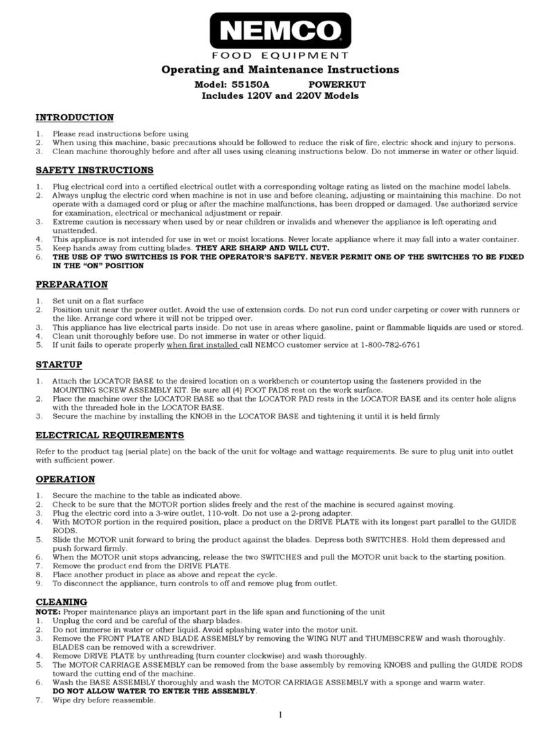 Nemco 55150A Operating and maintenance instructions Nemco 55150A Operating and maintenance instructions