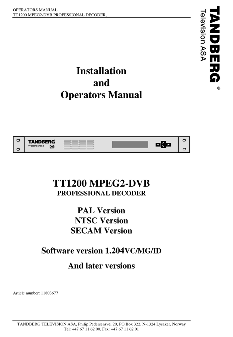 TANDBERG TT1200 MPEG2-DVB Installation and operator's manual