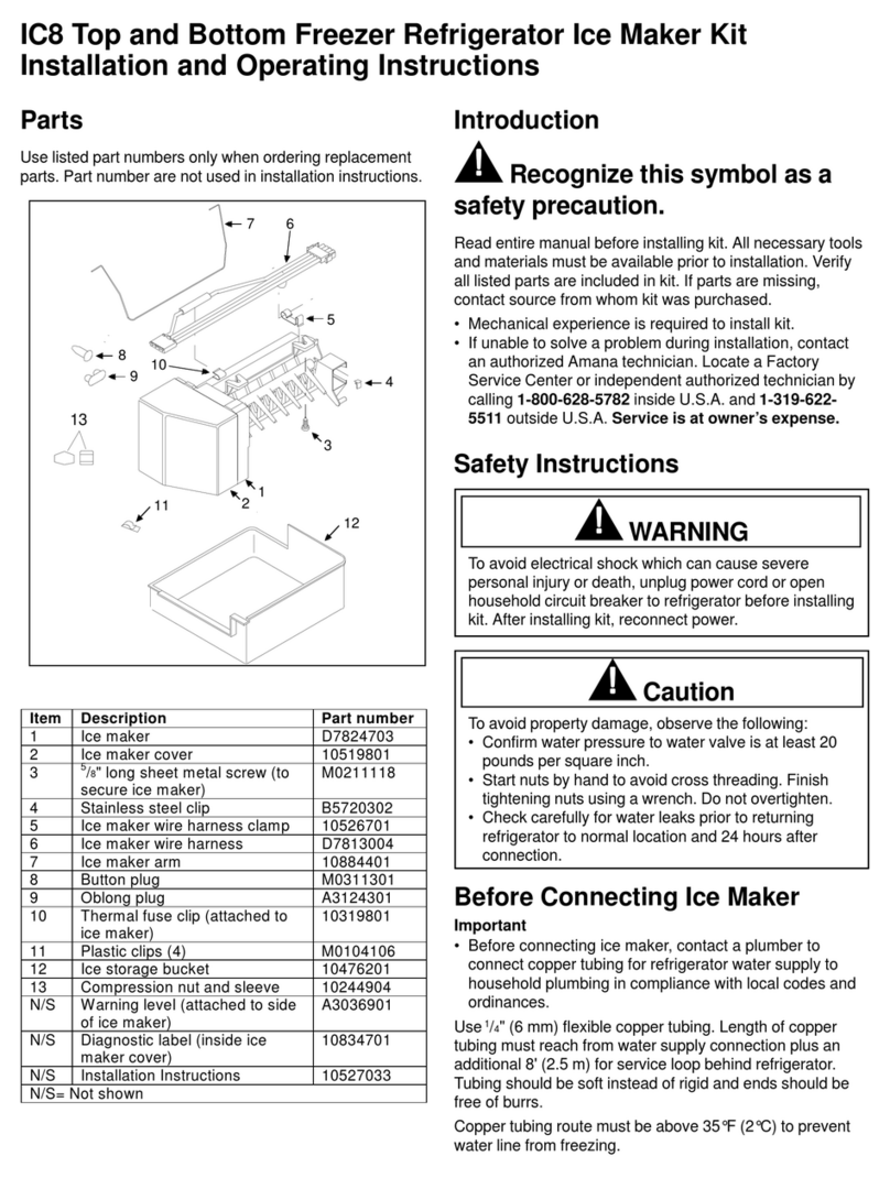 Amana IC8 Installation and operating instructions