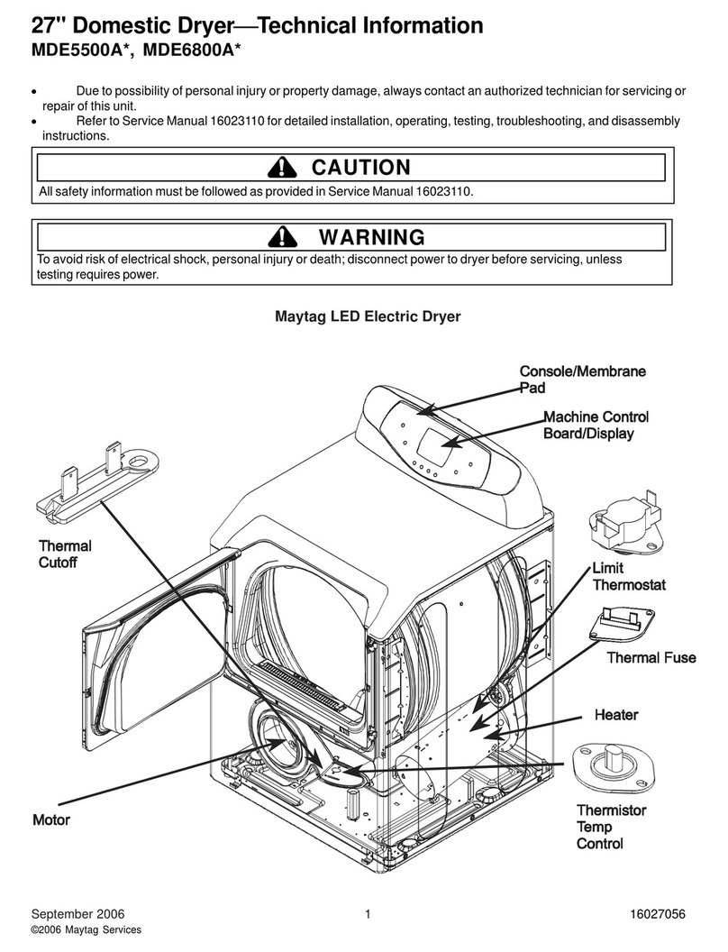 Maytag Services MDE5500A Series Service manual