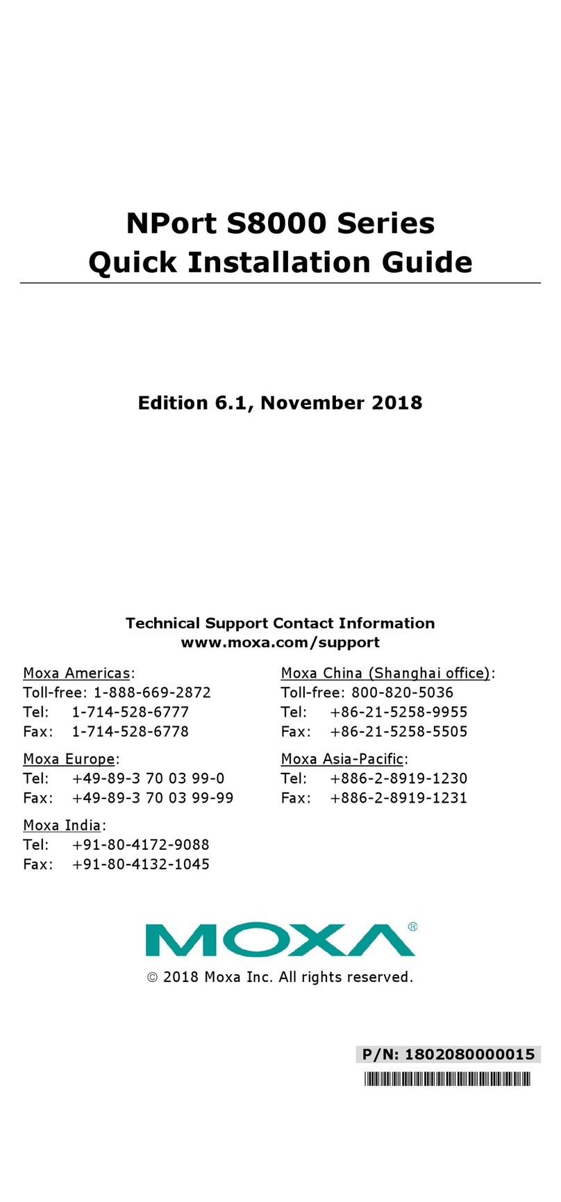 Moxa Technologies NPort S8000 Series User manual