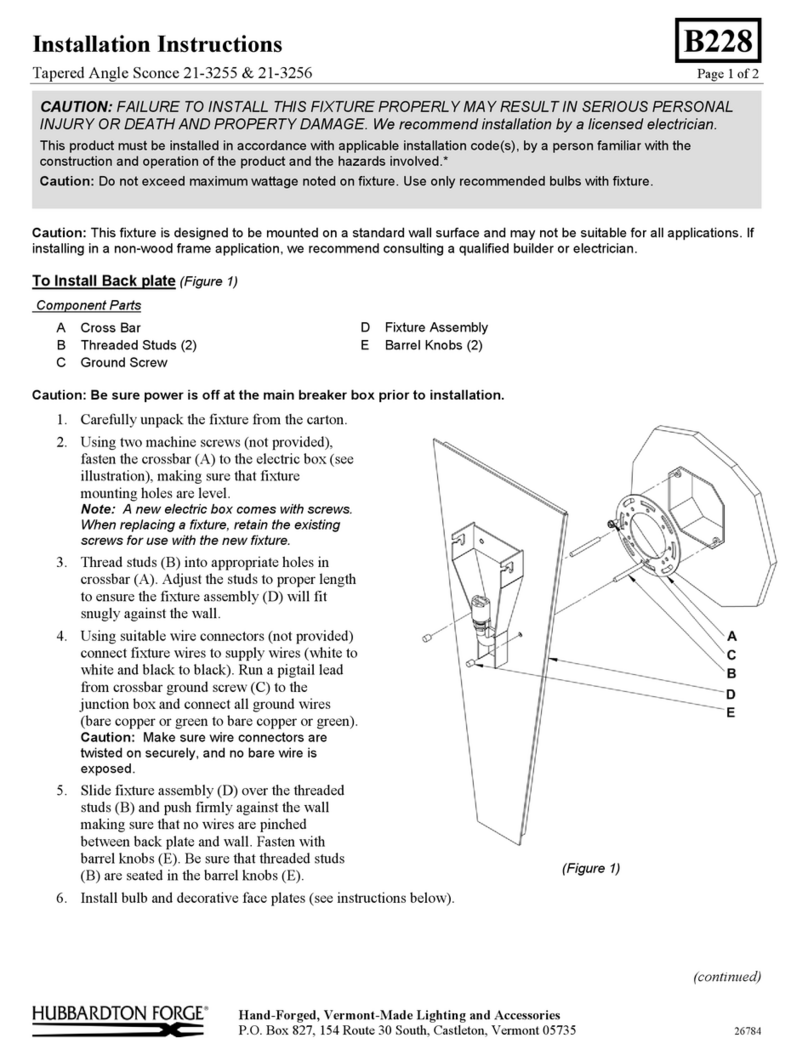 Hubbardton Forge Tapered Angle Sconce installation instructions