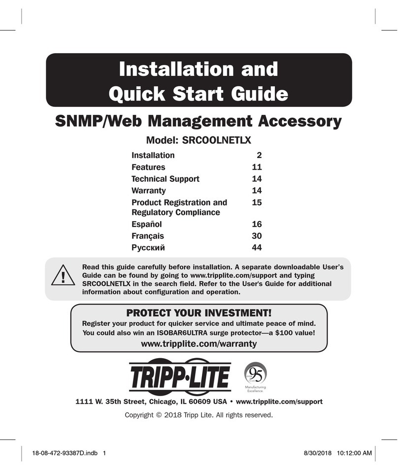 Tripp Lite SRCOOLNETLX Installation and quick start guide