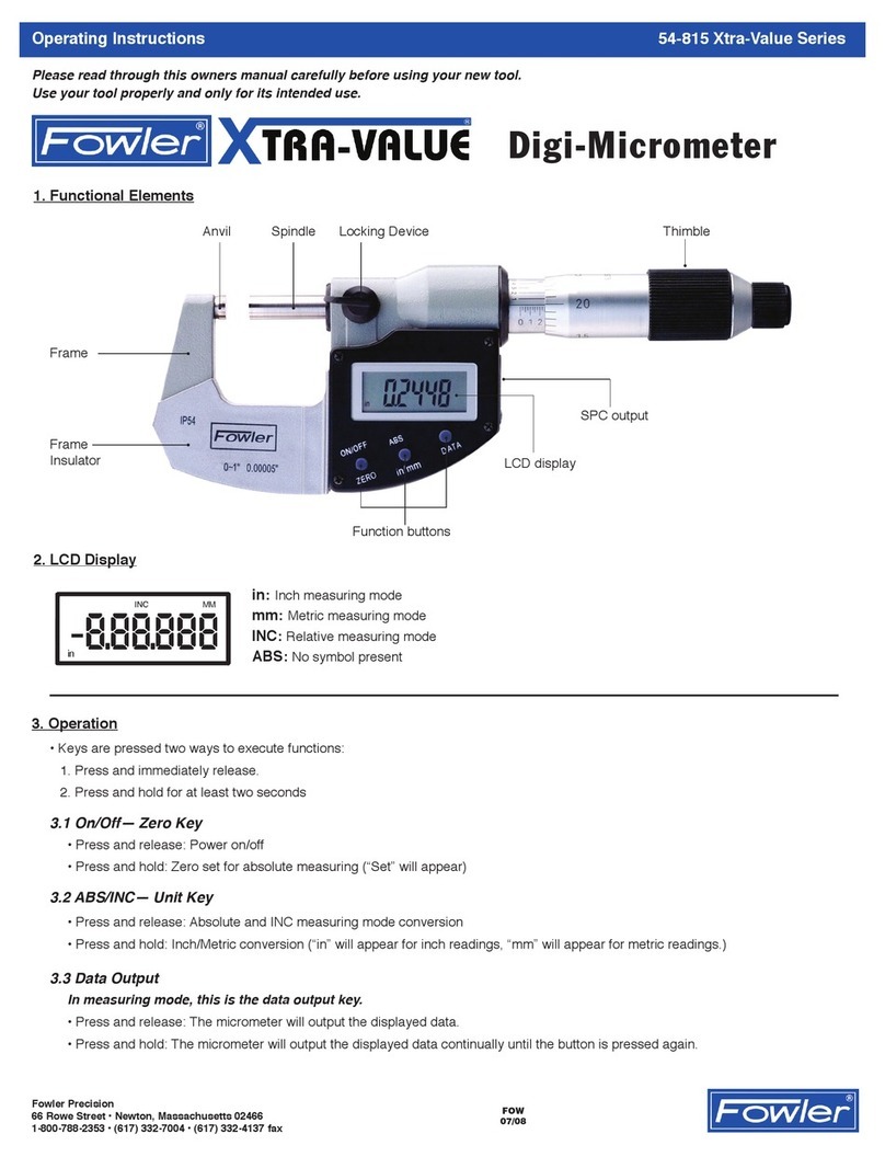 Fowler Xtra-Value Series operating instructions