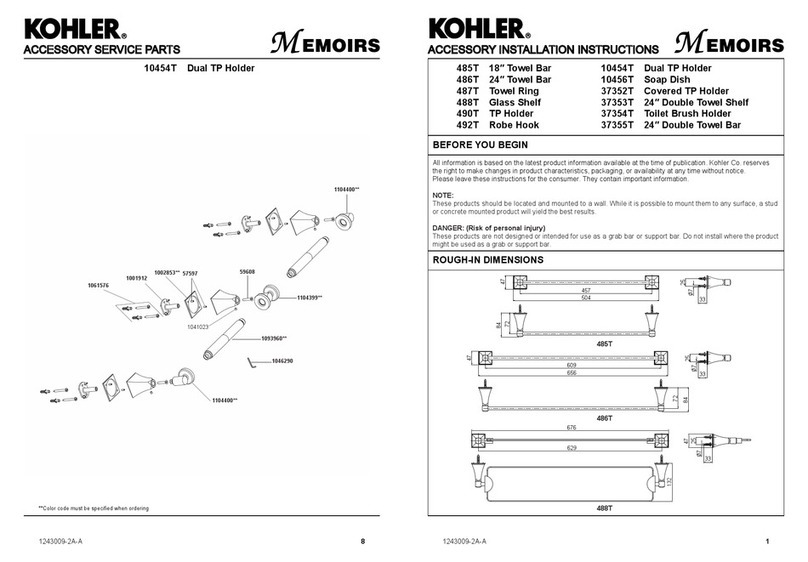 Kohler Memoirs 485T User manual