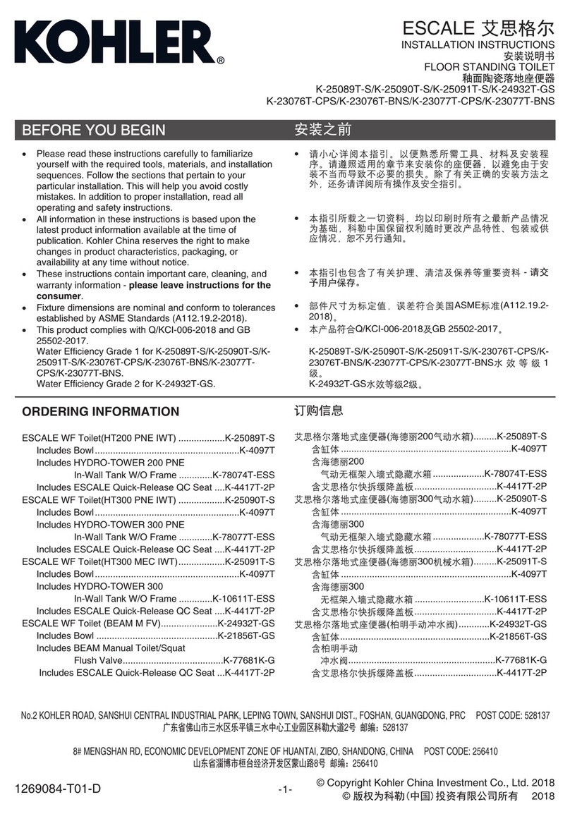 Kohler Escale K-25089T-S User manual Kohler Escale K-25089T-S User manual