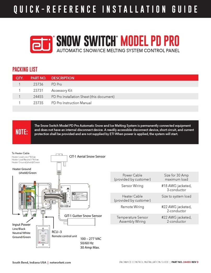 ETI Snow Switch PD PRO QUICK REFERENCE INSTALLATION MANUAL ETI Snow Switch PD PRO QUICK REFERENCE INSTALLATION MANUAL