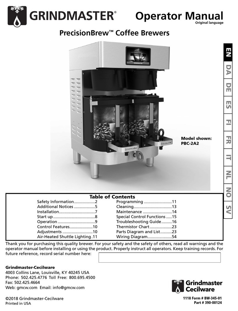 Grindmaster Cecilware PrecisionBrew PBC-2A2 Operator's manual Grindmaster Cecilware PrecisionBrew PBC-2A2 Operator's manual