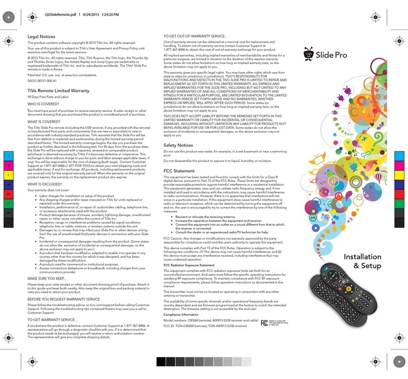 TiVo Slide Pro Installation & setup
