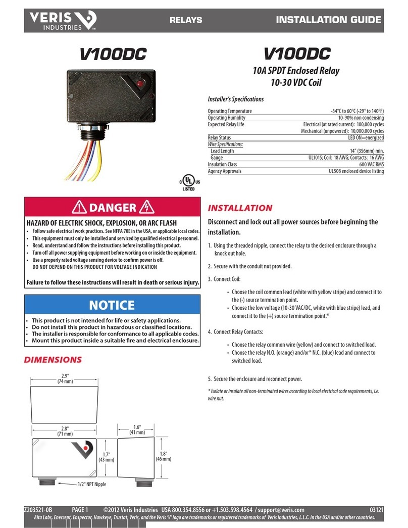 VERIS INDUSTRIES, INC. V100DC installation guide VERIS INDUSTRIES, INC. V100DC installation guide