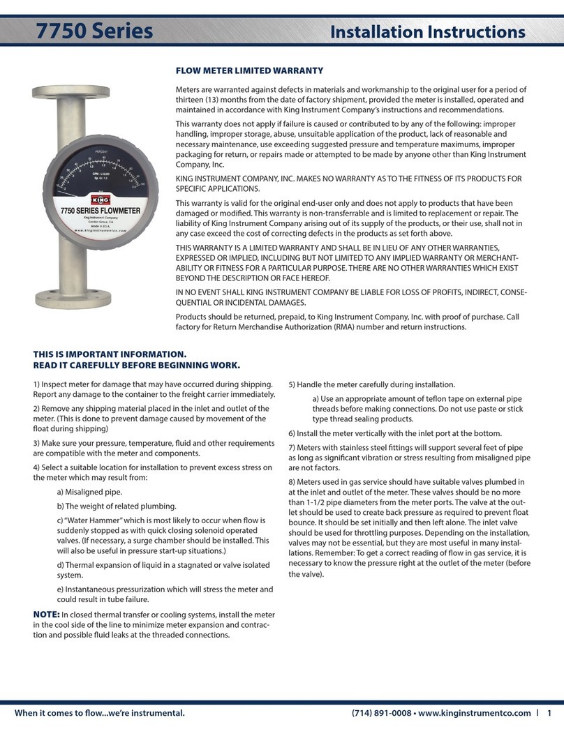 King Instrument 7750 Series installation instructions