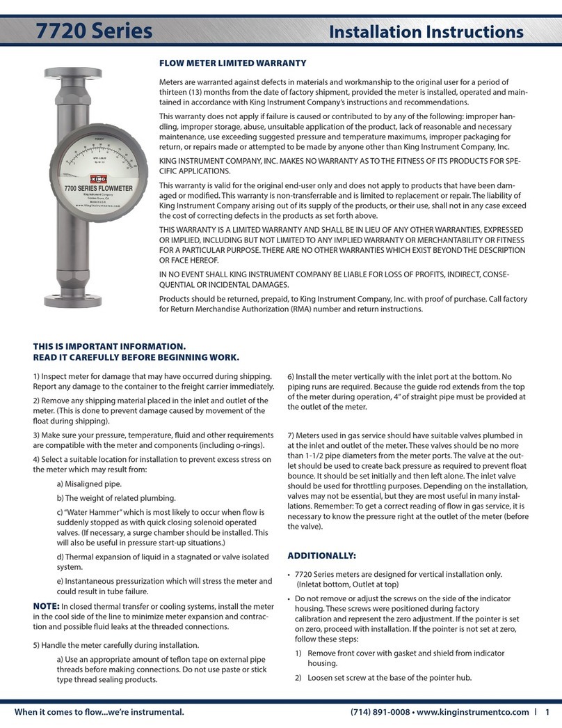 King Instrument 706 installation instructions
