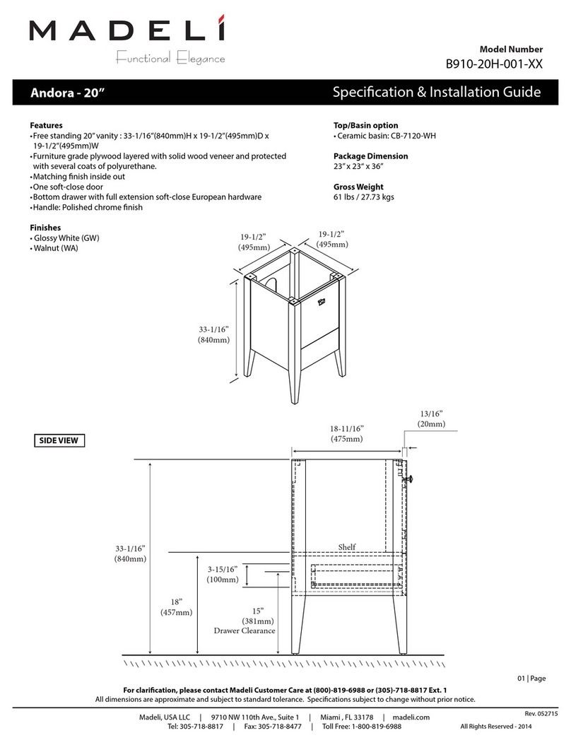 Madeli B910-20H-001 Series Specication & installation guide