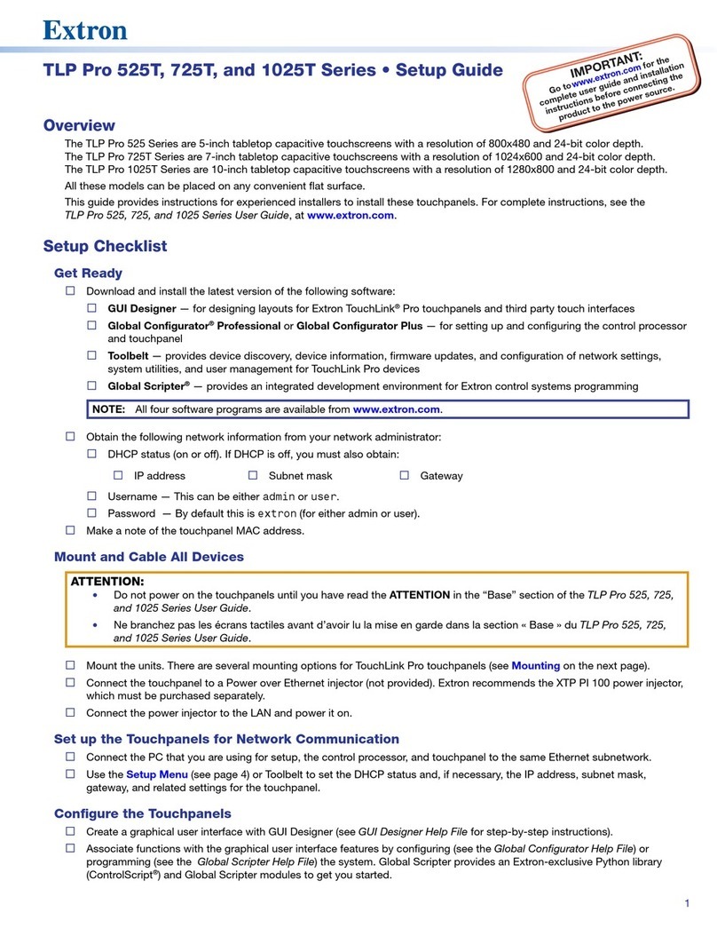 Extron electronics TLP Pro 525T Series User manual
