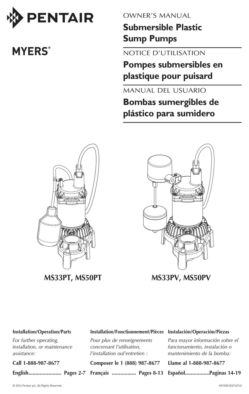 Pentair MYERS MS33PT User manual Pentair MYERS MS33PT User manual