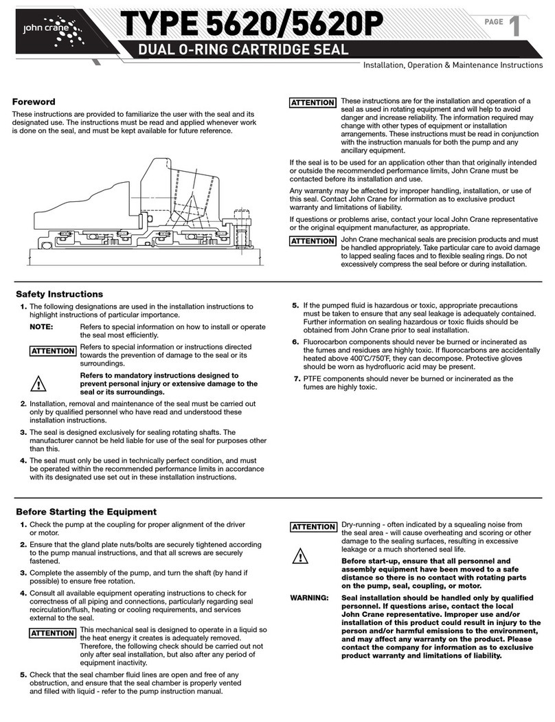 John Crane 5620 Installation, operation & maintenance instructions