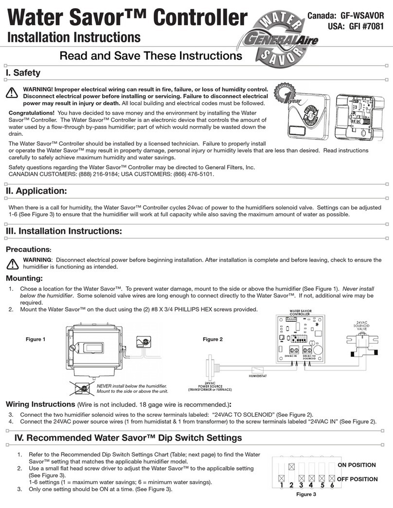 GeneralAire Water Savor installation instructions