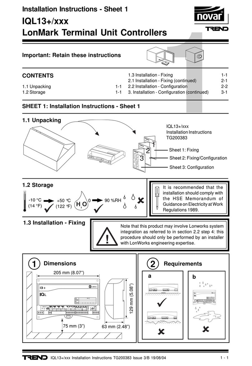 TREND LonMark IQL13+ Series installation instructions