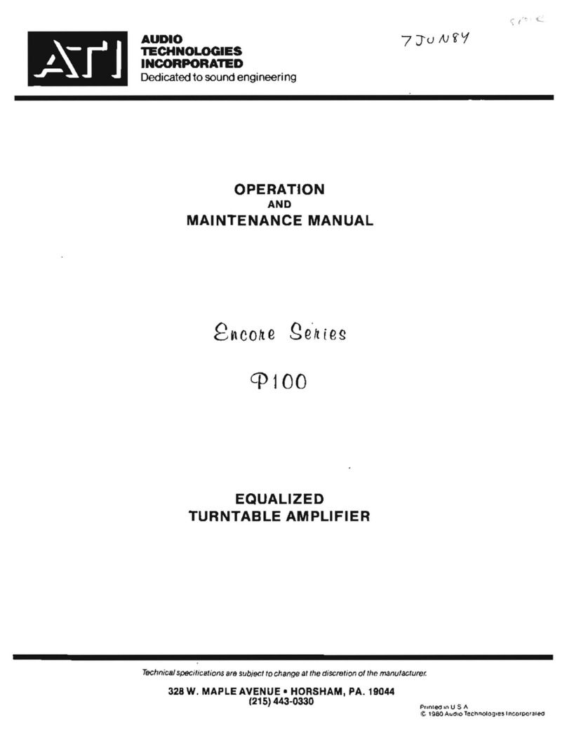 Audio Technologies Incorporated Encore Series Operation and maintenance manual