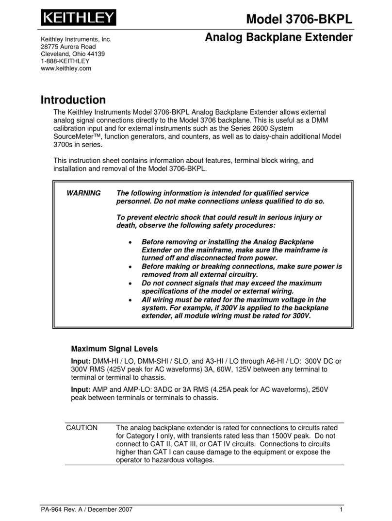 Keithley 3706-BKPL Installation instruction sheet