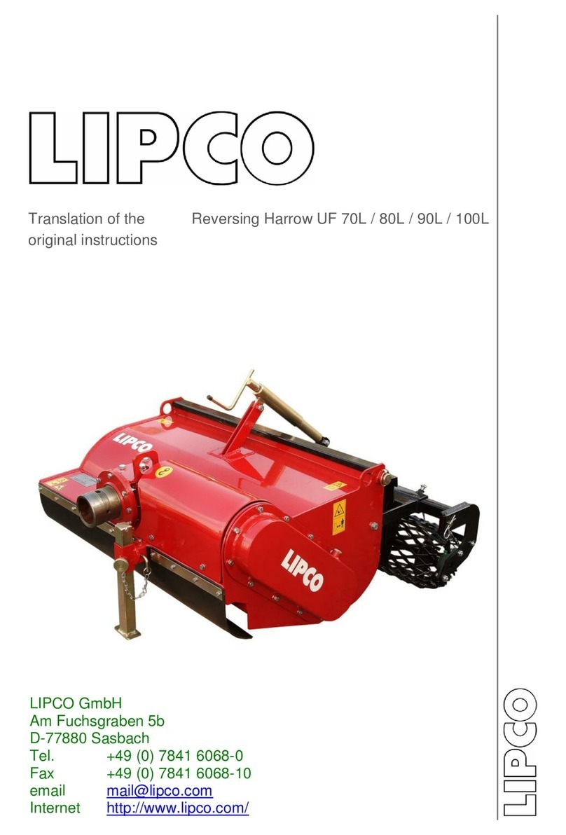 Lipco Reversing Harrow UF 80L Translation of the original instructions
