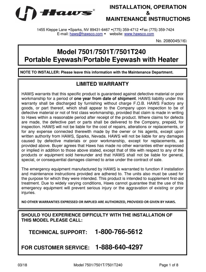 Haws 7501 Nstallation, operation & maintenance instructions