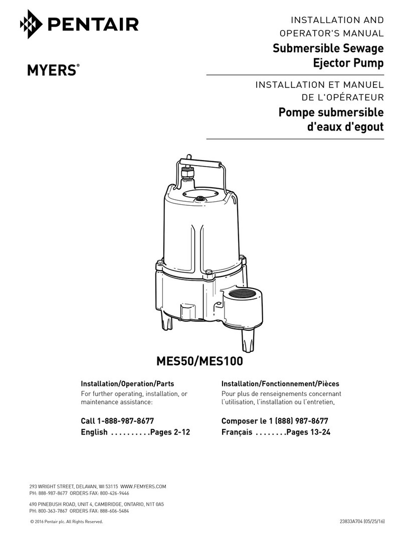 Pentair Myers MES100 Installation and operator's manual